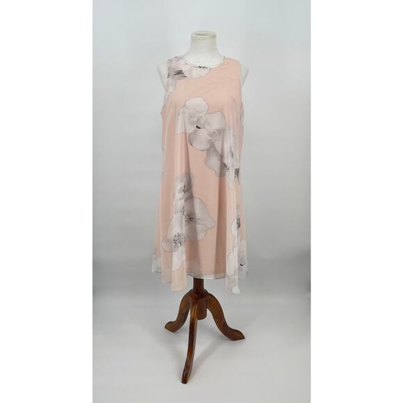 Calvin Klein Dresses & Skirts - Calvin Klein Pedal Pink Floral Tank Chiffon Dress Size 6 Romantic Wedding Boho